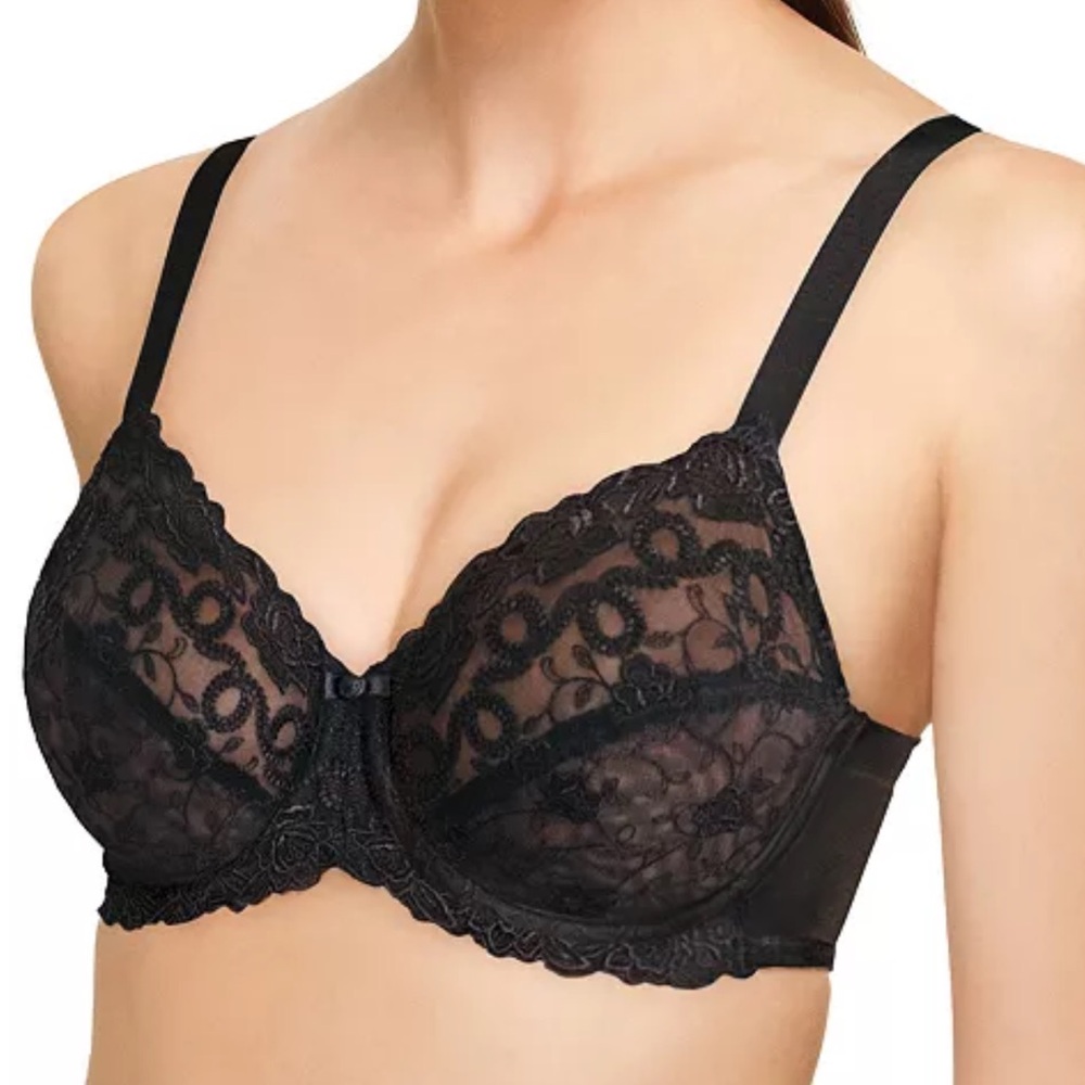 Wacoal Renaissance Rose Underwire Bra 85720 black size 38D